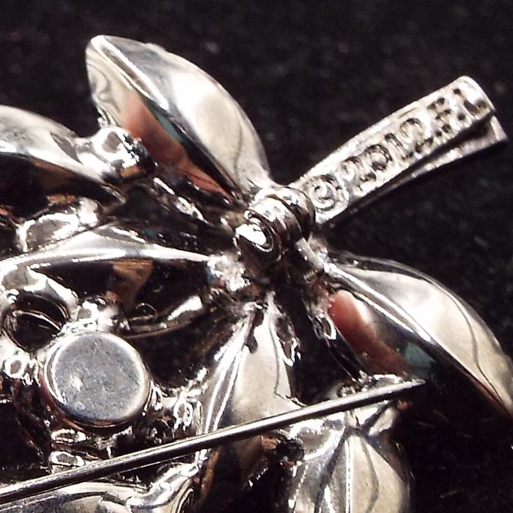 SIGNED 2012 FL GOLDEN SIENNA MARQUISE RHINESTONES LEAF PIN 73 - Picture 5 of 5